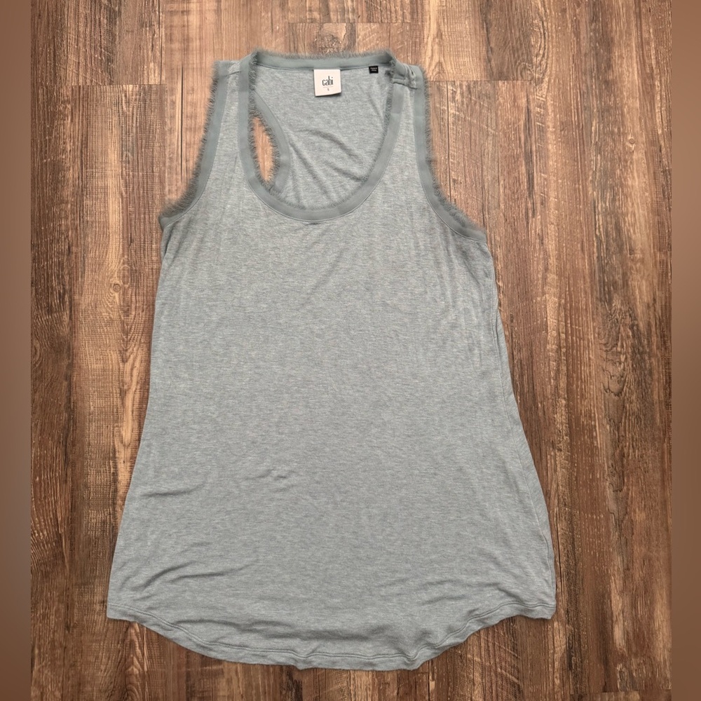 Cabi Iris Light Blue Raw Edge Racerback Tank Top